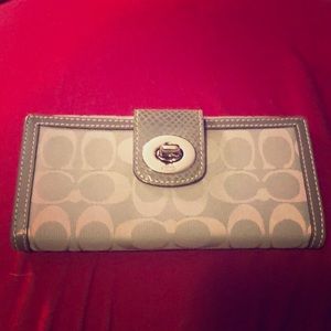 Coach Gray fabric wallet- full size checkbook